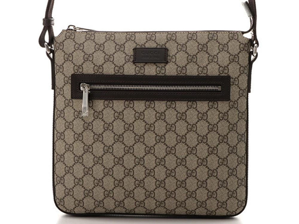 Gucci GG Supreme Shoulder Bag Beige Cream Dark Brown